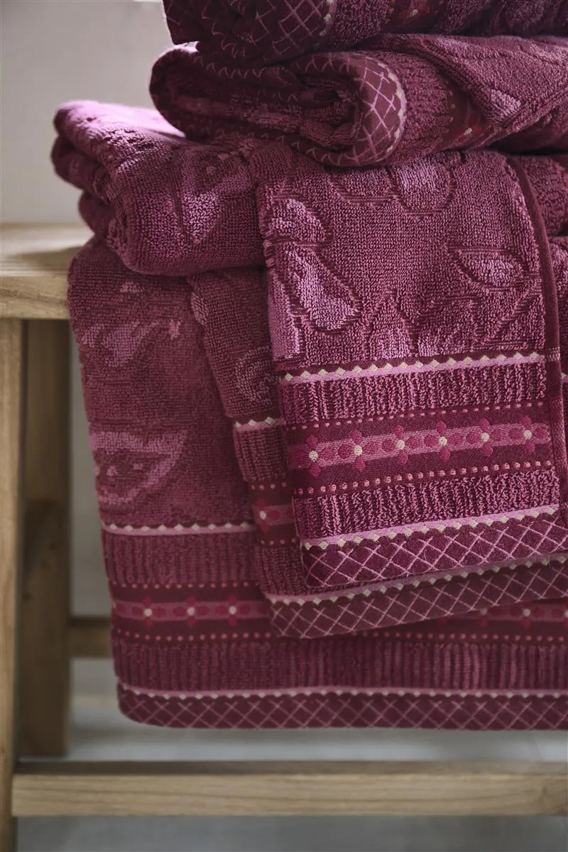 PIP STUDIO Jasmin Jaquard Duschtuch dark pink 70x140cm (1 Stück)