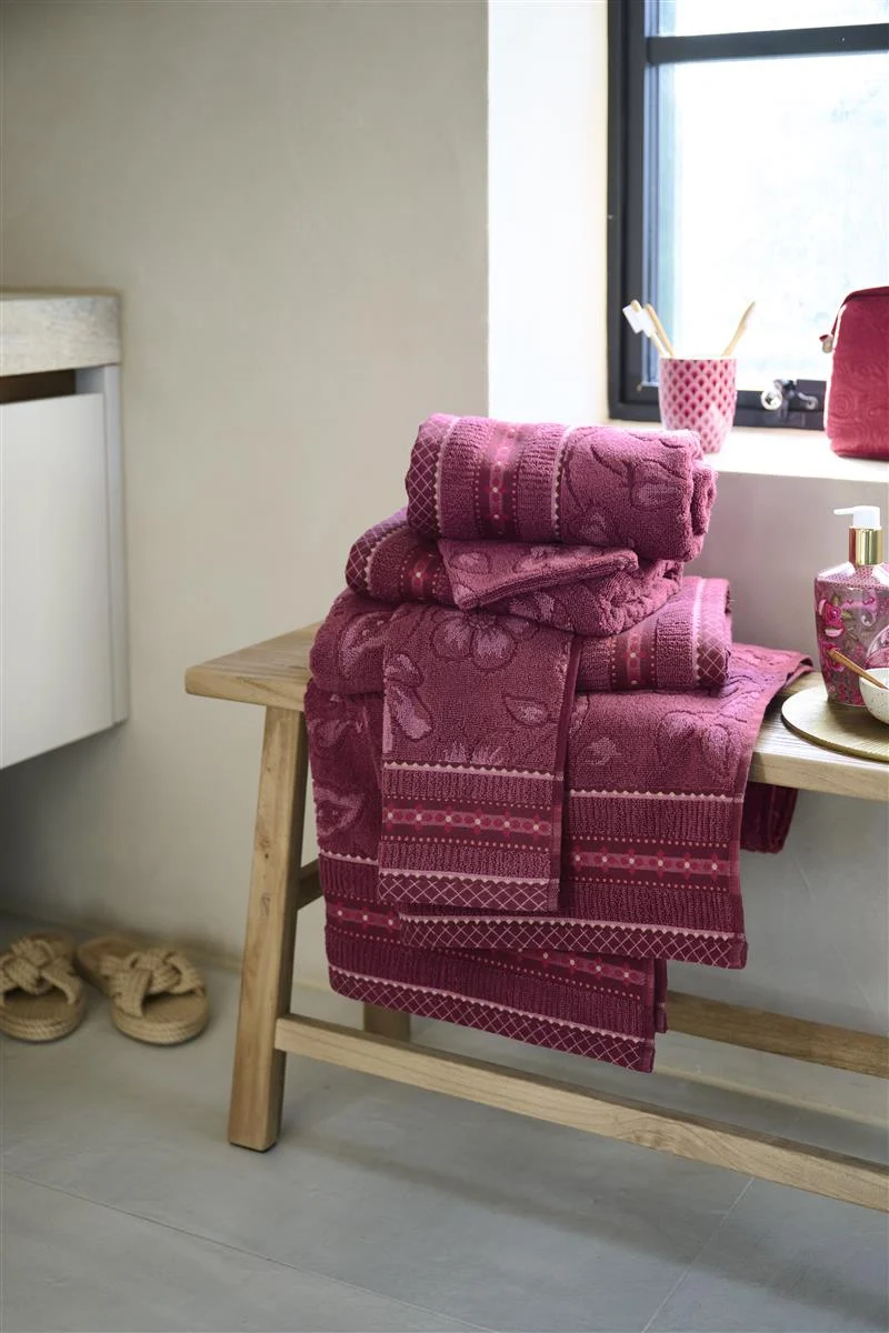 PIP STUDIO Jasmin Jaquard Duschtuch dark pink 70x140cm (1 Stück)