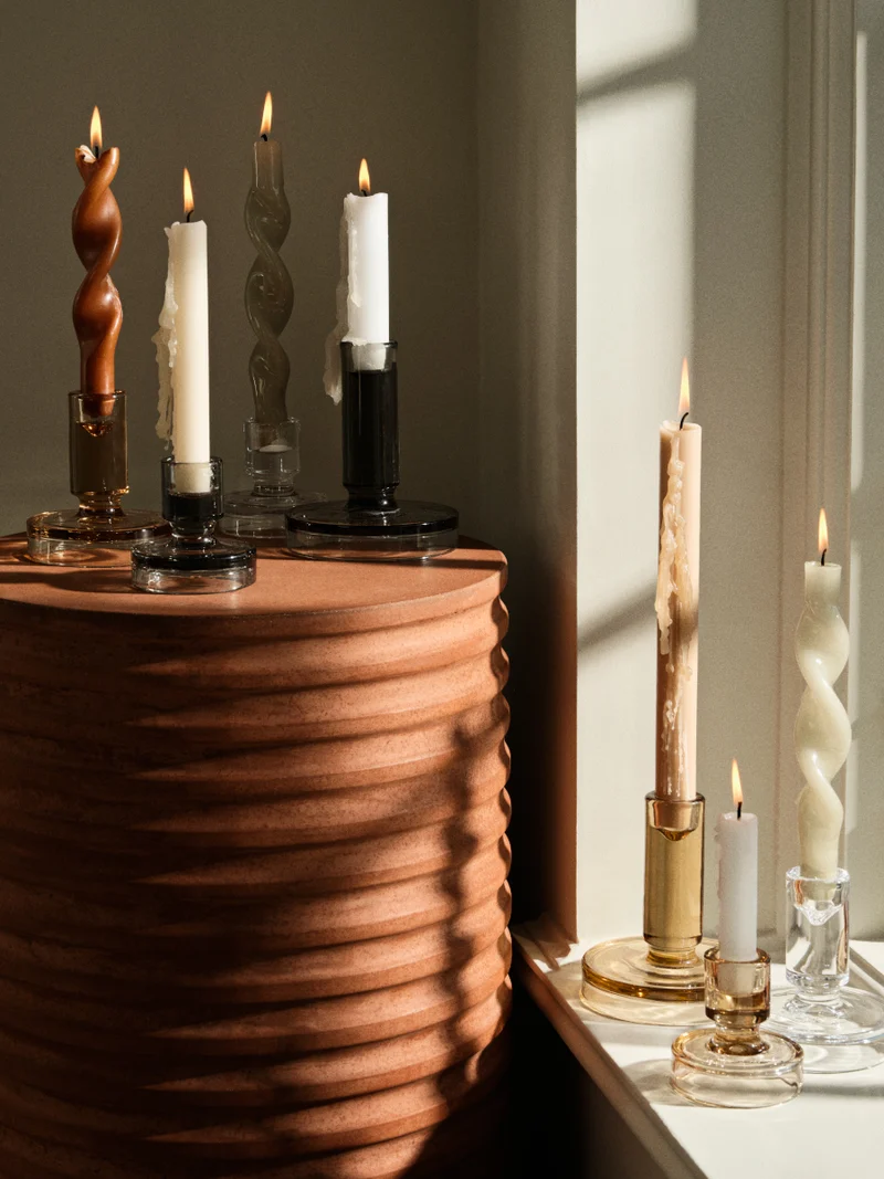 Broste Copenhagen Petra Kerzenständer Glas Indian Tan 10cm