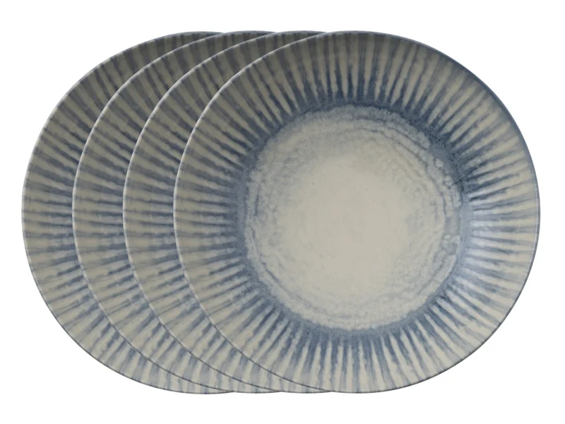 Rosenthal Arthur Krupp Stoneware Sunlight Blue Pizzateller 32cm Set4