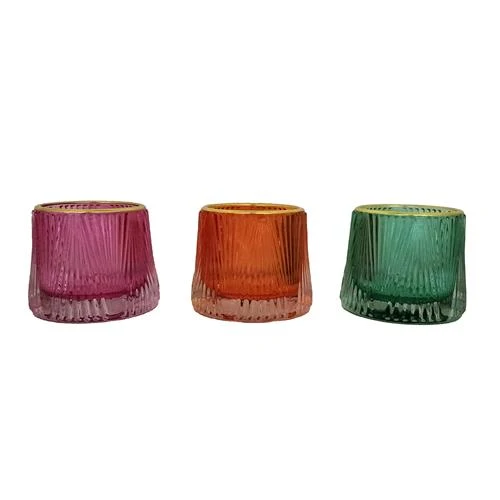Teelichthalter Glas Castro 3 sortiert D8 H7cm