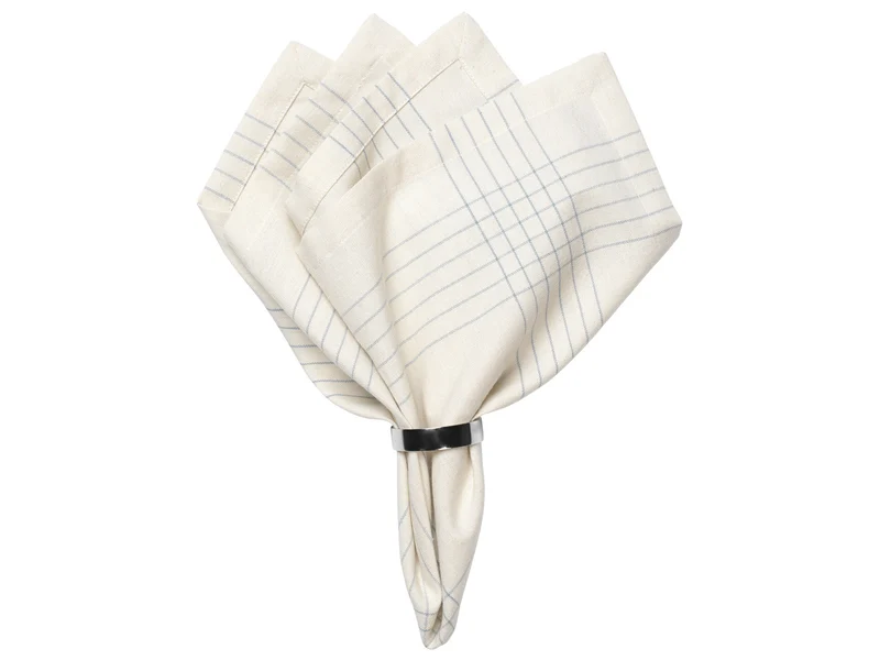 Broste Copenhagen Alice Serviette dusty blue/natural 45x45cm (1 Stück)