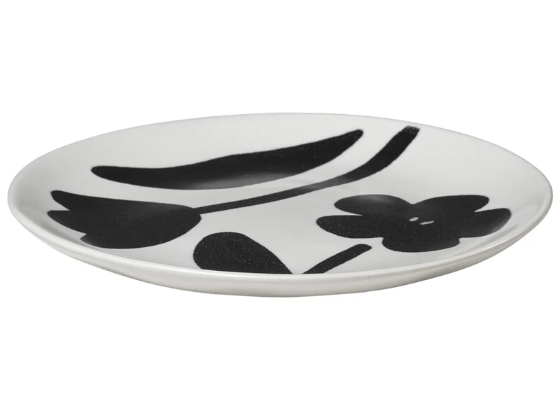 Broste Copenhagen Flora Teller black/off white white Ø20cm