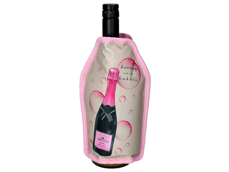 Giftcompany Froid Kühlmanschette Champagnerflasche grau/rosa 23,5cm