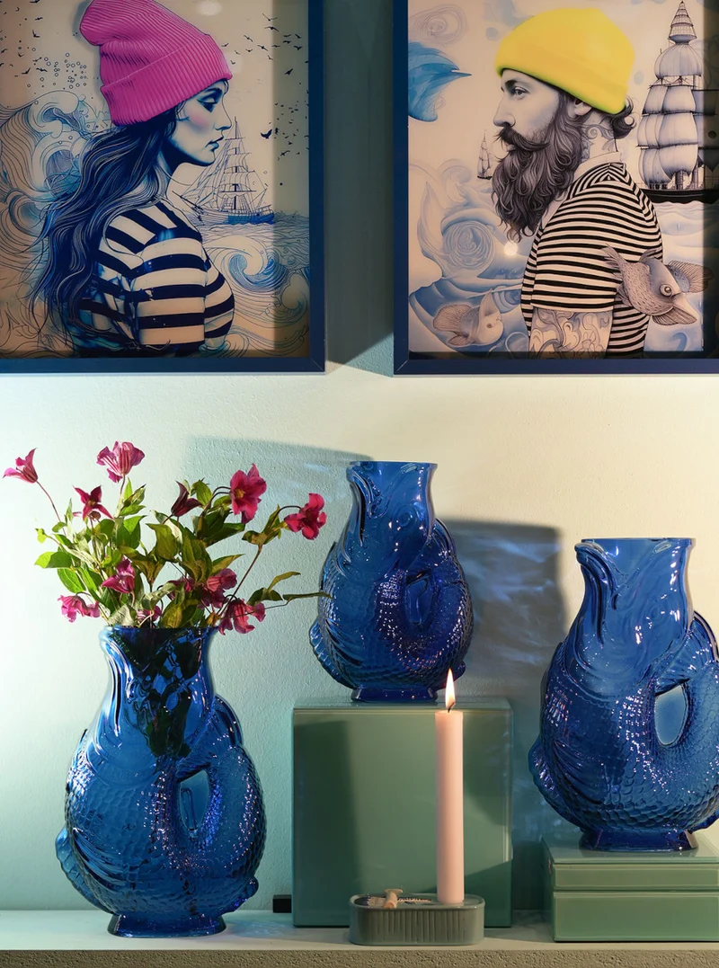Giftcompany Jacquard Fischvase M blau 30cm