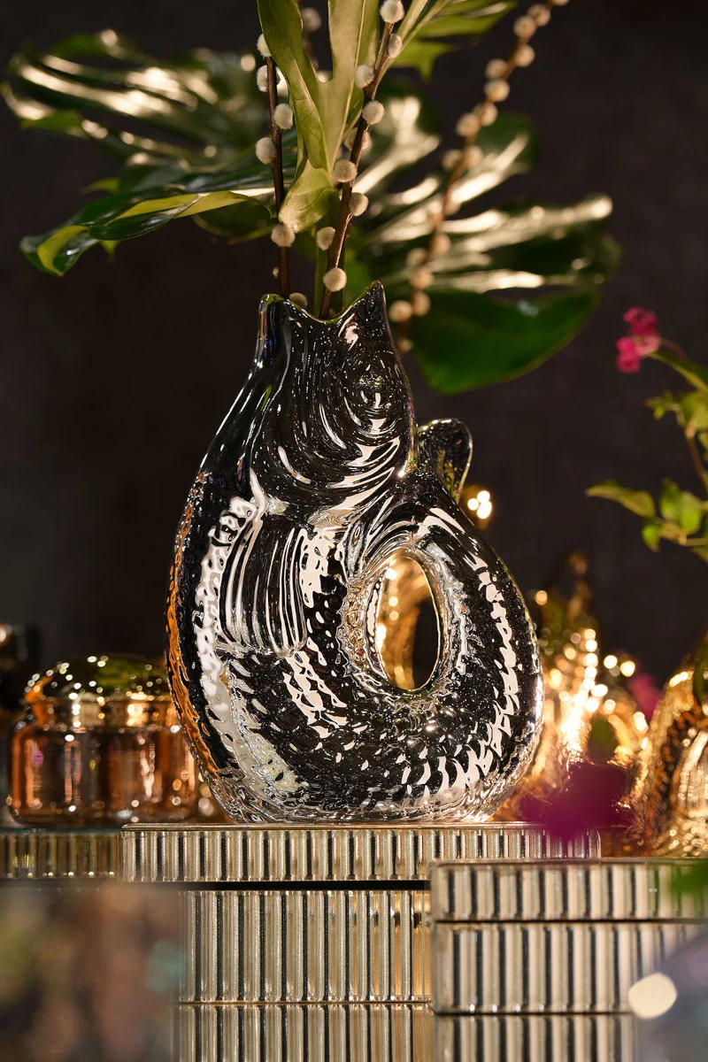 Giftcompany Monsieur Carafon Vase / Karaffe Fisch XS silber 0,2l