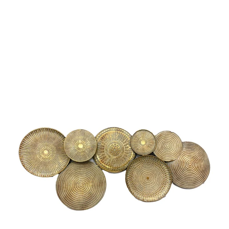 Wandkunst Kreise Metall 118x4.5x52cm Gold weiß-gewaschen