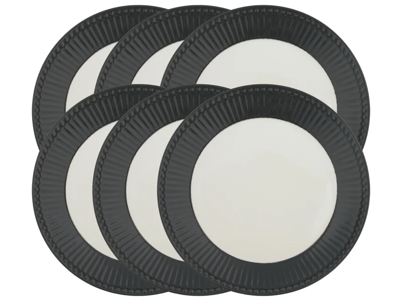 Greengate Alice Frühstücksteller dark grey 23 cm Set6