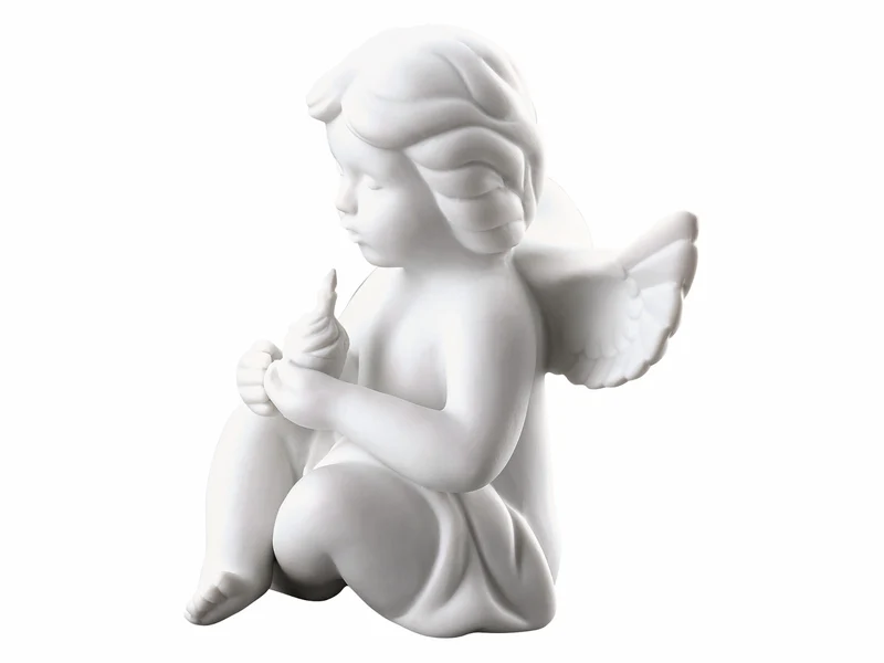 Rosenthal Engel mittel weiss matt m. Geburtstagskuchen 10cm