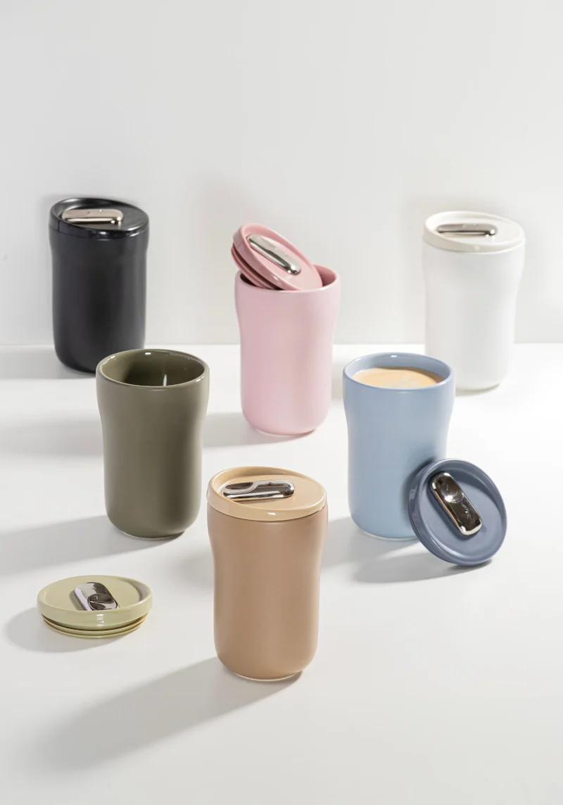 Ladelle ECO BREW II To-Go-Becher doppelwandig keramik alabaster 0,35l