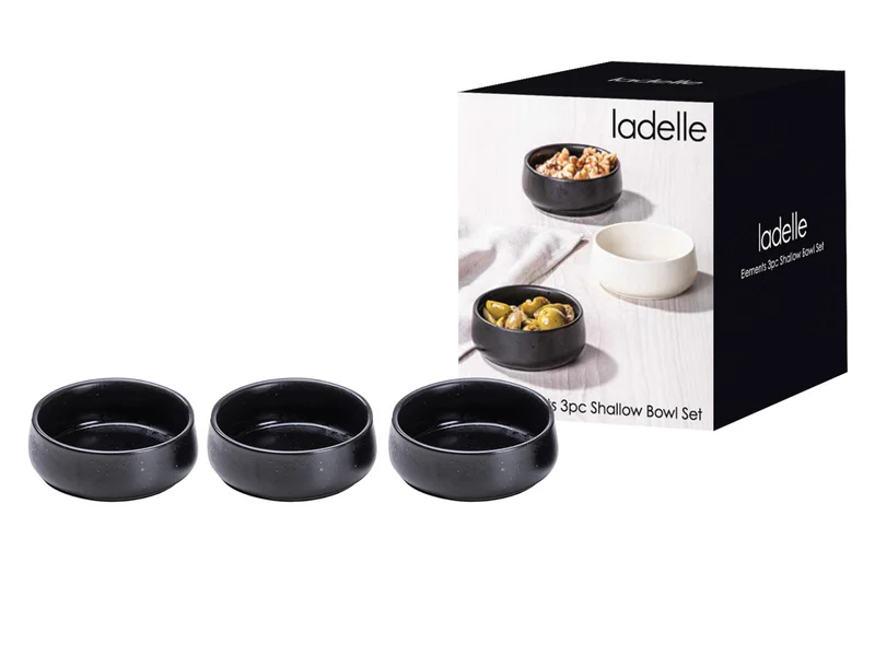 Ladelle ELEMENTS Schalenset flach onyx Set3