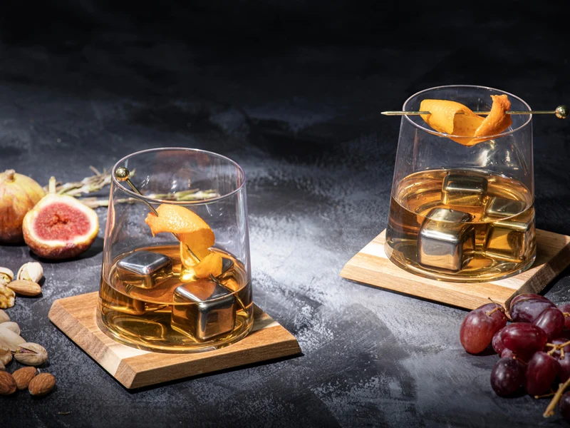 Ladelle HARVEY Whiskeyglas & Untersetzer-Set 2-er Pack