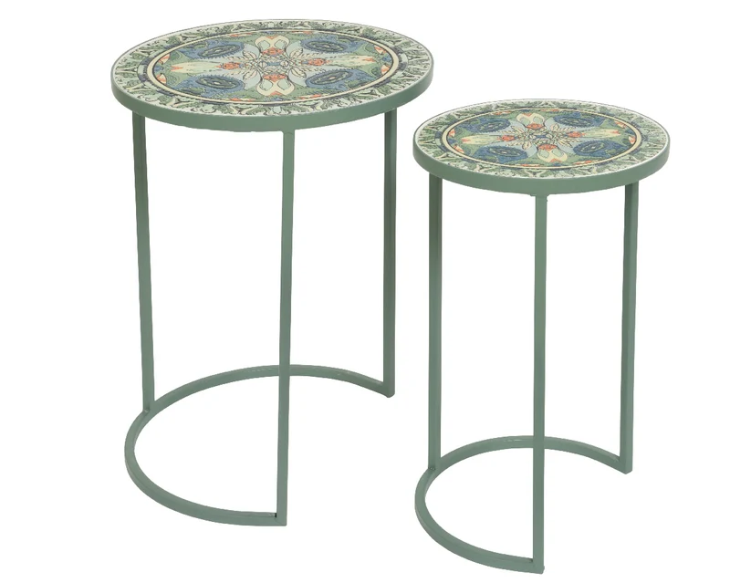 Beistelltisch cancun Eisen Outdoor grün Mosaik H.54cm T.40cm