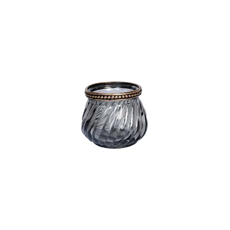 Tealight Holder Glass 14cm Gold