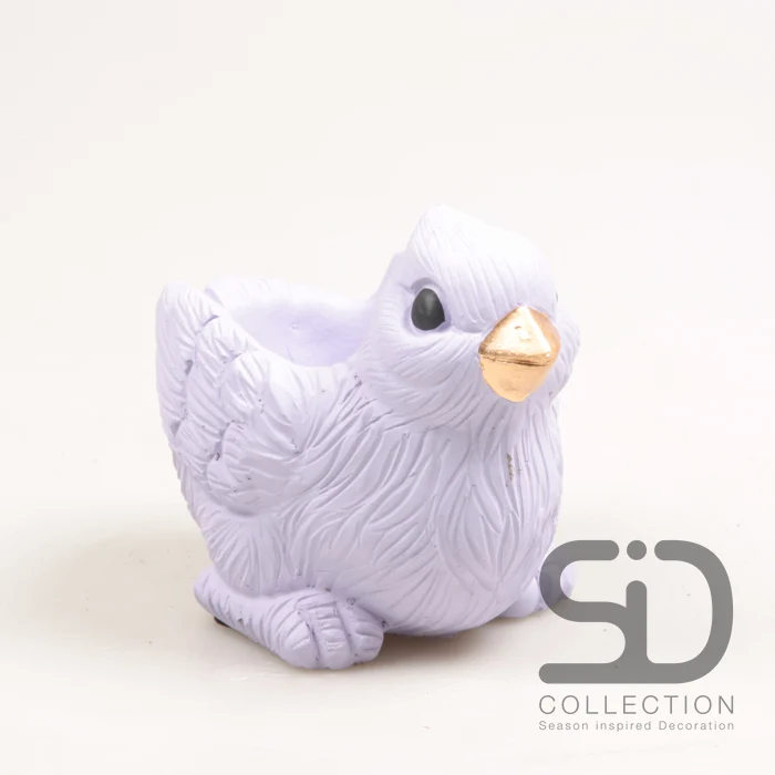 VOGEL MIT PFLANZGEFÄSS ZEMENT 15X10X12 CM FLIEDER