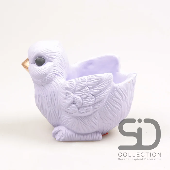 VOGEL MIT PFLANZGEFÄSS ZEMENT 19.5X13.5X16.5 CM FLIEDER