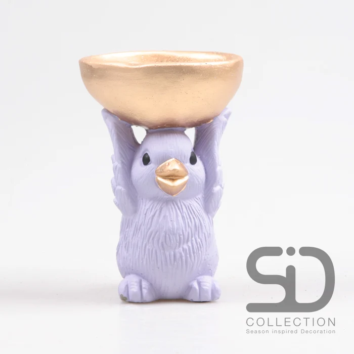 VOGEL MIT SCHALE ZEMENT 14X9.5X14 CM FLIEDERFARBEN