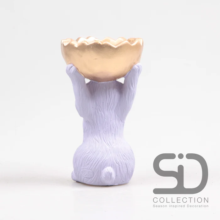 HASE MIT SCHALE ZEMENT 11X9,5X18 CM FLIEDERFARBEN