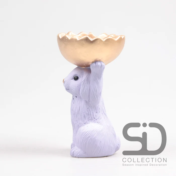 HASE MIT SCHALE ZEMENT 15X12.5X23 CM FLIEDERFARBEN