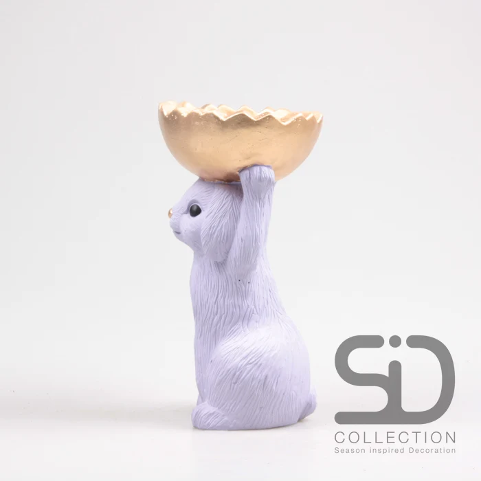HASE MIT SCHALE ZEMENT 18,5X15X28 CM FLIEDERFARBEN