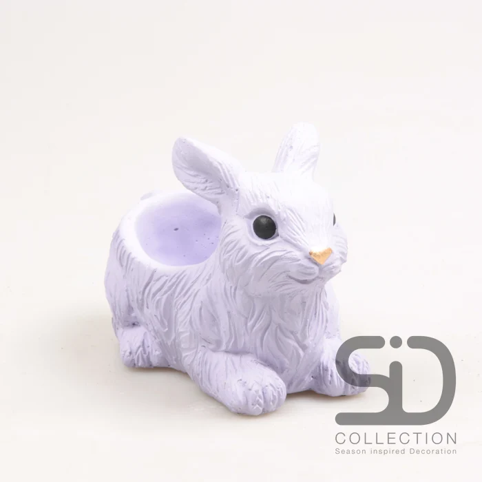 KANINCHEN MIT PFLANZGEFÄSS ZEMENT 17.5X10X12 CM FLIEDER