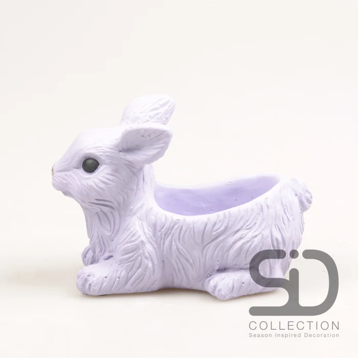 KANINCHEN MIT PFLANZGEFÄSS ZEMENT 17.5X10X12 CM FLIEDER