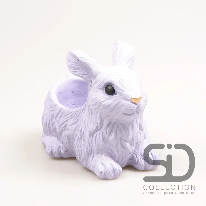 KANINCHEN MIT PFLANZGEFÄSS ZEMENT 21X13.5X16 CM FLIEDER