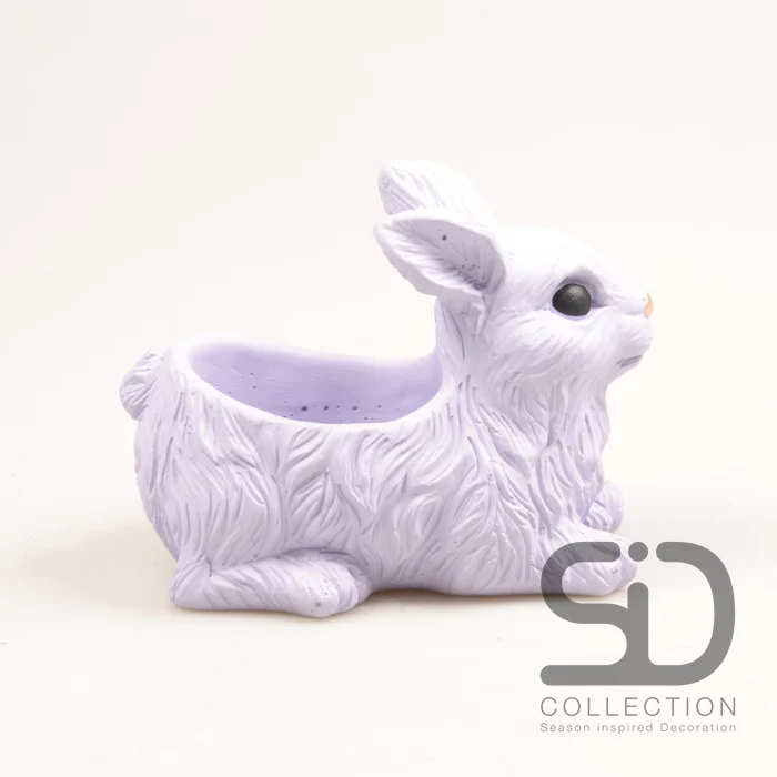 KANINCHEN MIT PFLANZGEFÄSS ZEMENT 21X13.5X16 CM FLIEDER