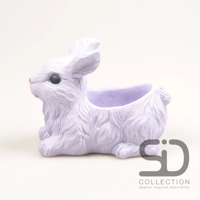 KANINCHEN MIT PFLANZGEFÄSS ZEMENT 21X13.5X16 CM FLIEDER