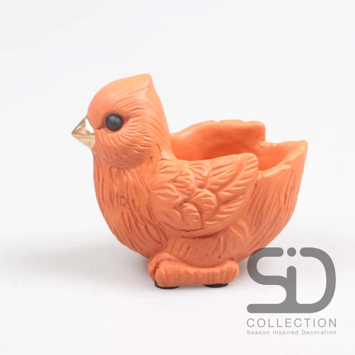 VOGEL MIT PFLANZER ZEMENT 12X8X7,5 CM STEIN ROT