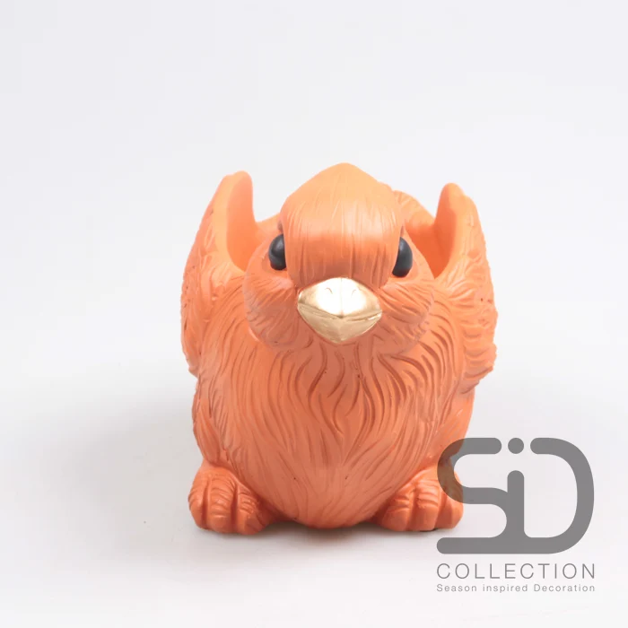 VOGEL MIT PFLANZGEFÄSS ZEMENT 19,5X13,5X16,5 CM STEIN ROT