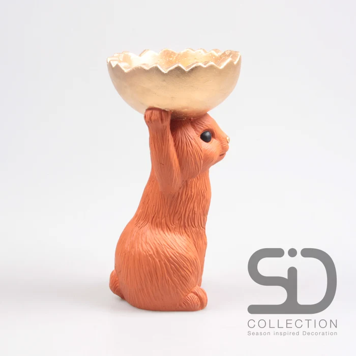 HASE MIT SCHALE ZEMENT 18,5X15X28 CM STEIN ROT