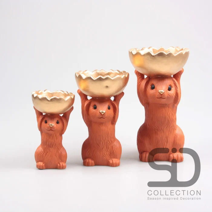 HASE MIT SCHALE ZEMENT 18,5X15X28 CM STEIN ROT