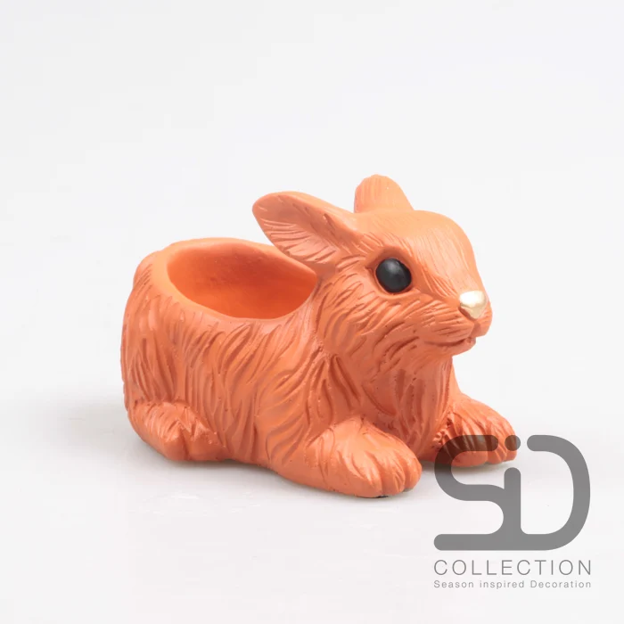 KANINCHEN MIT PFLANZER ZEMENT 13,5X7,5X8 CM STEIN ROT