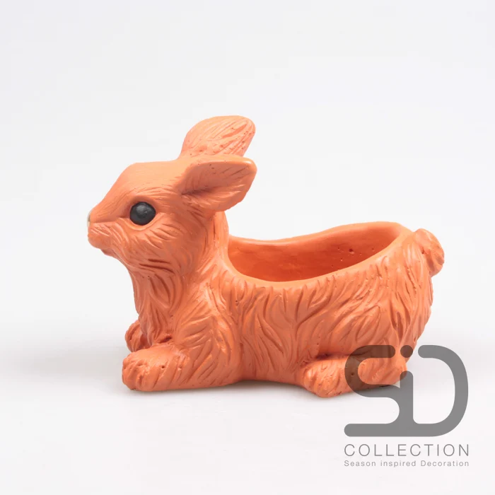 KANINCHEN MIT PFLANZER ZEMENT 17,5X10X12 CM STEIN ROT