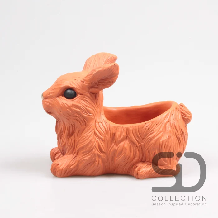KANINCHEN MIT PFLANZER ZEMENT 21X13.5X16 CM ZIEGELROT