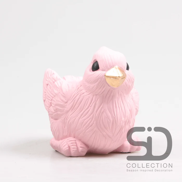 VOGEL MIT PFLANZGEFÄSS ZEMENT 15X10X12 CM ROSA