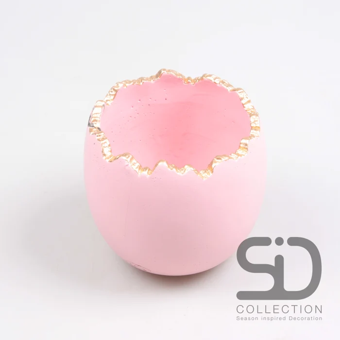 ZERBROCHENES EI ZEMENT 14X14X13,5 CM ROSA