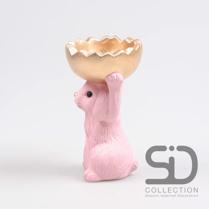 HASE MIT SCHALE ZEMENT 11X9,5X18 CM ROSA