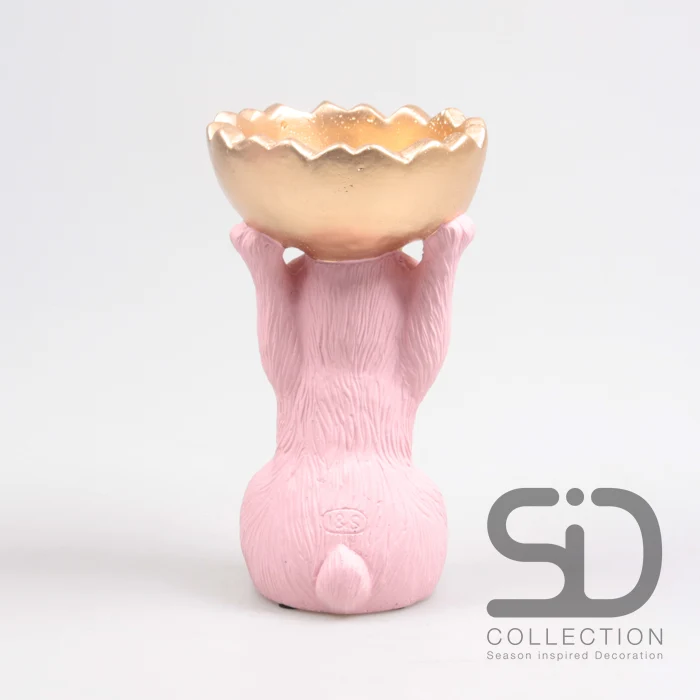 HASE MIT SCHALE ZEMENT 15X12.5X23 CM ROSA