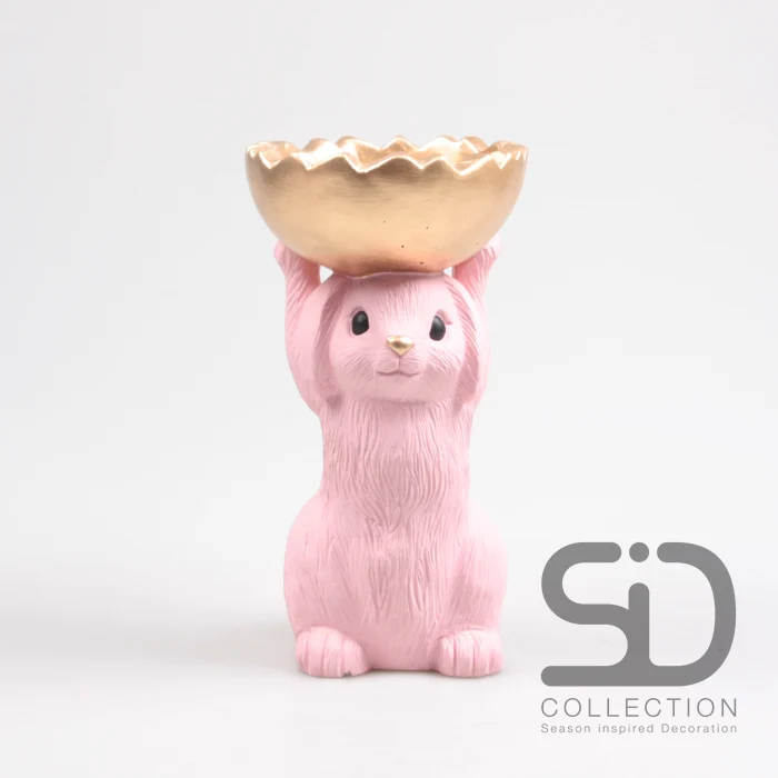 HASE MIT SCHALE ZEMENT 18,5X15X28 CM ROSA