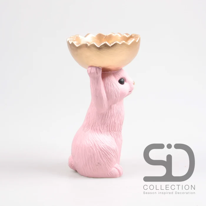 HASE MIT SCHALE ZEMENT 18,5X15X28 CM ROSA