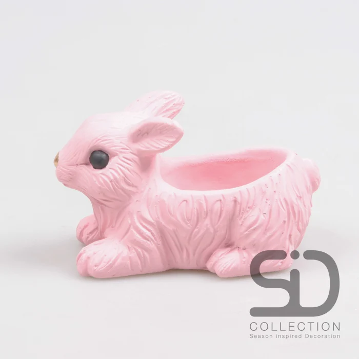 KANINCHEN MIT PFLANZER ZEMENT 13,5X7,5X8 CM ROSA