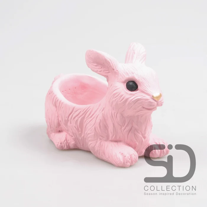 KANINCHEN MIT PFLANZGEFÄSS ZEMENT 17,5X10X12 CM ROSA