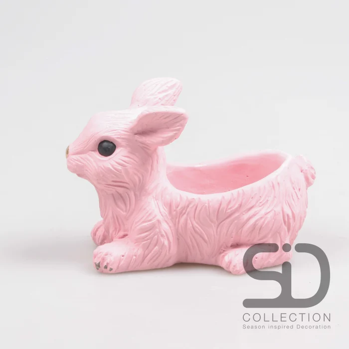 KANINCHEN MIT PFLANZGEFÄSS ZEMENT 17,5X10X12 CM ROSA