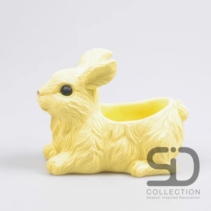 KANINCHEN MIT PFLANZGEFÄSS ZEMENT 21X13.5X16 CM GELB