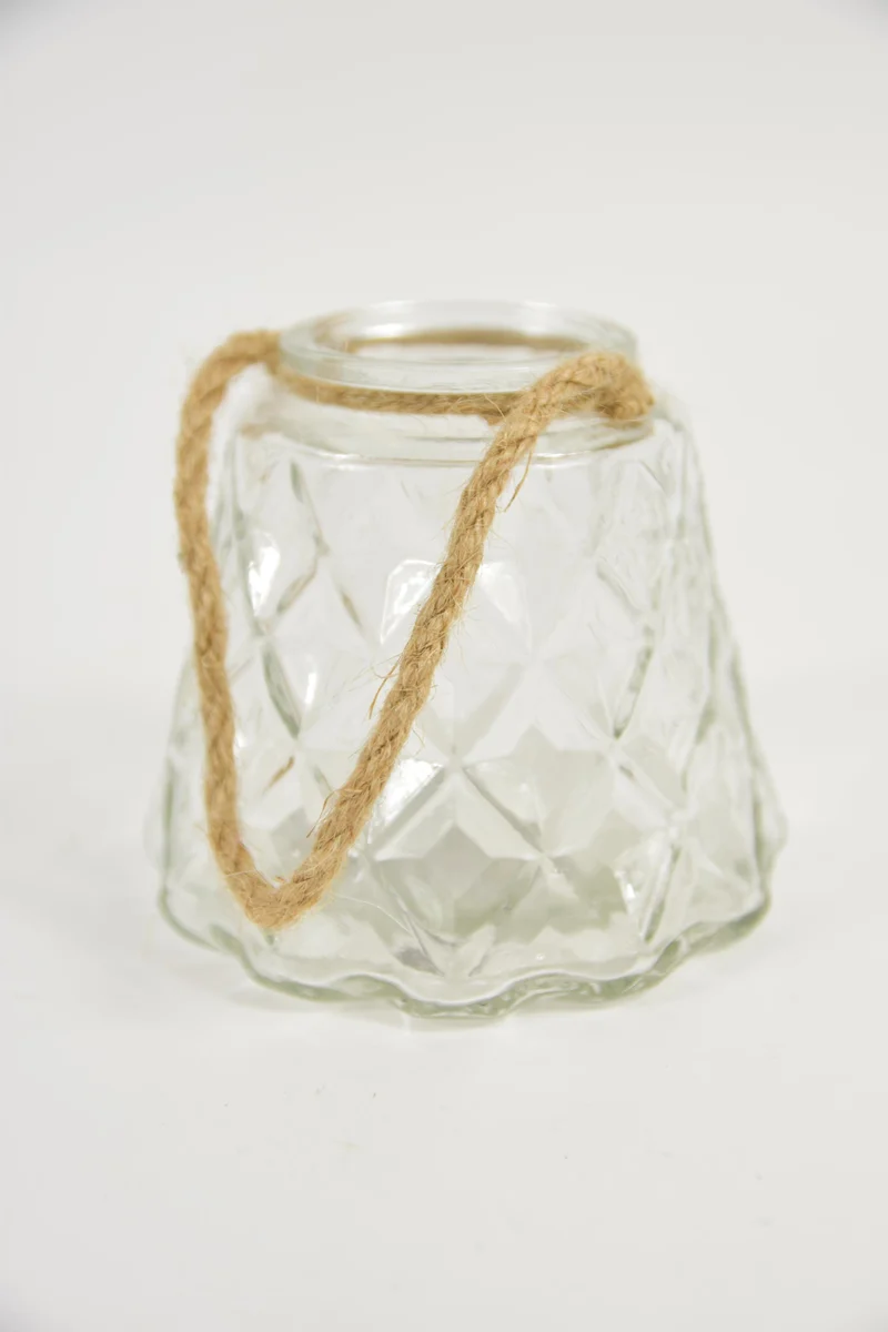 Glasvase ''Iris'' rund mit Juteseil D12,5 H11cm