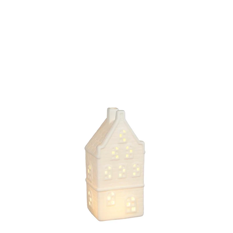 Haus weiß led batteriebetrieben - l9xw7.5xh18cm