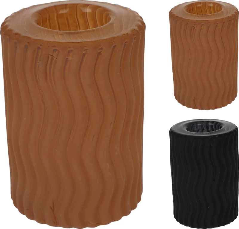 GLAS-KERZENHALTER D5 H7CM 2 FARBEN SORTIERT