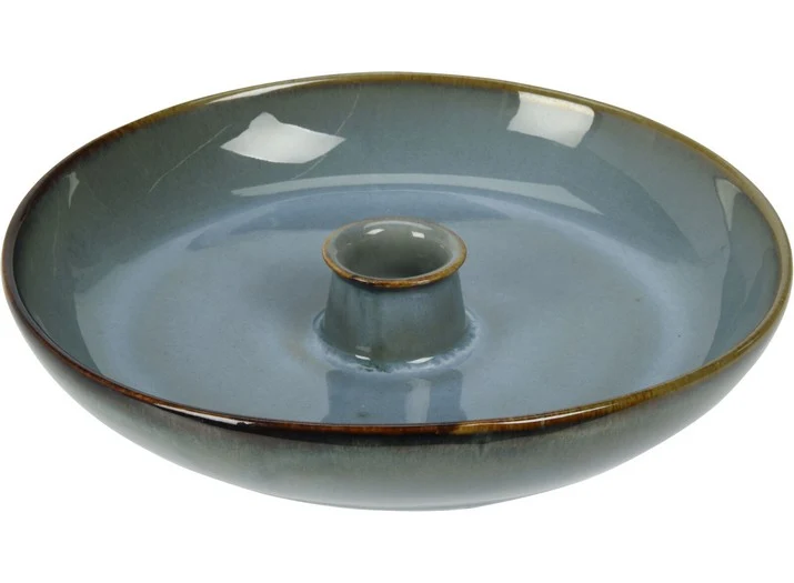 KERZENHALTER TELLER KERAMIK D19 H3CM BLAU